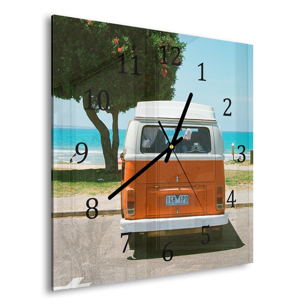 Wandklok 30x30 - Gehard Glas - Camper voor het Strand