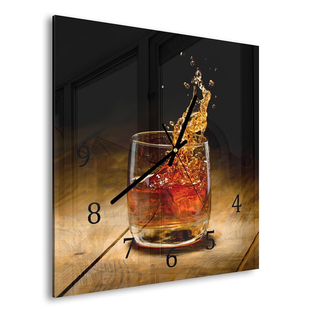 Wandklok 30x30 - Gehard Glas - Whisky Splash