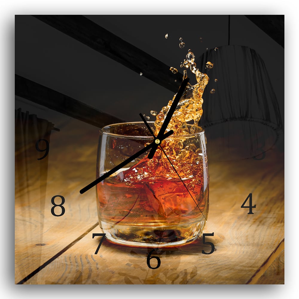 Wandklok 30x30 - Gehard Glas - Whisky Splash