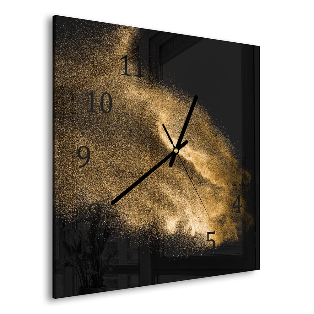 Wandklok 30x30 - Gehard Glas - Gouden Zandexplosie