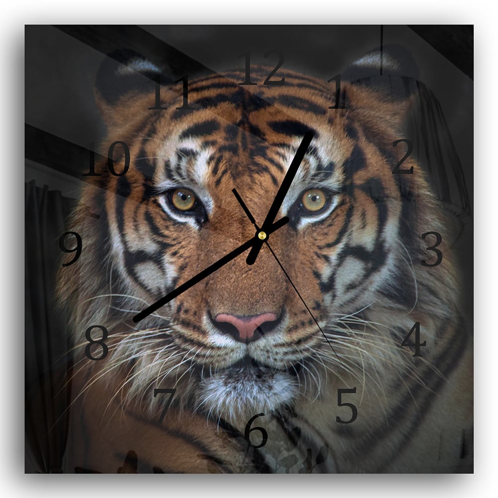 Wandklok 30x30 - Gehard Glas - Sumatraanse Boze Tijger