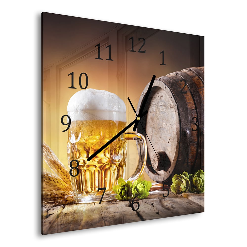 Wandklok 30x30 - Gehard Glas - Bier in het Vat