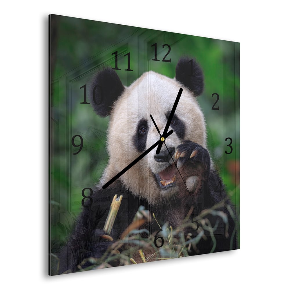 Wandklok 30x30 - Gehard Glas - Blije Panda