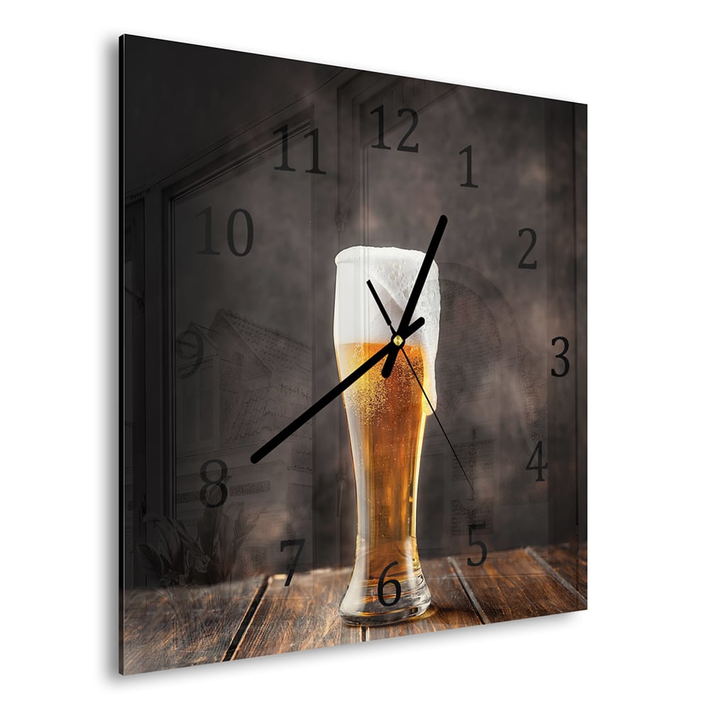 Wandklok 30x30 - Gehard Glas - Verfrissend Bier