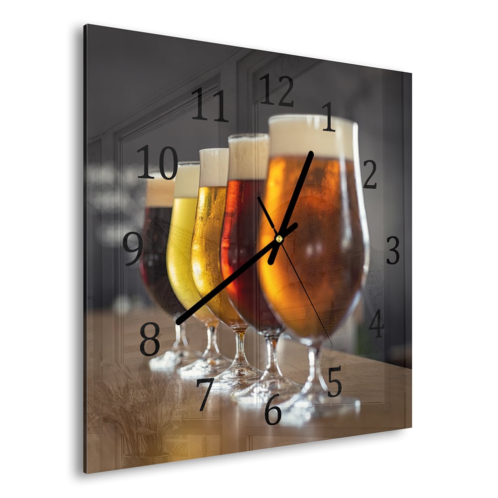 Wandklok 30x30 - Gehard Glas - Verschillende Bieren