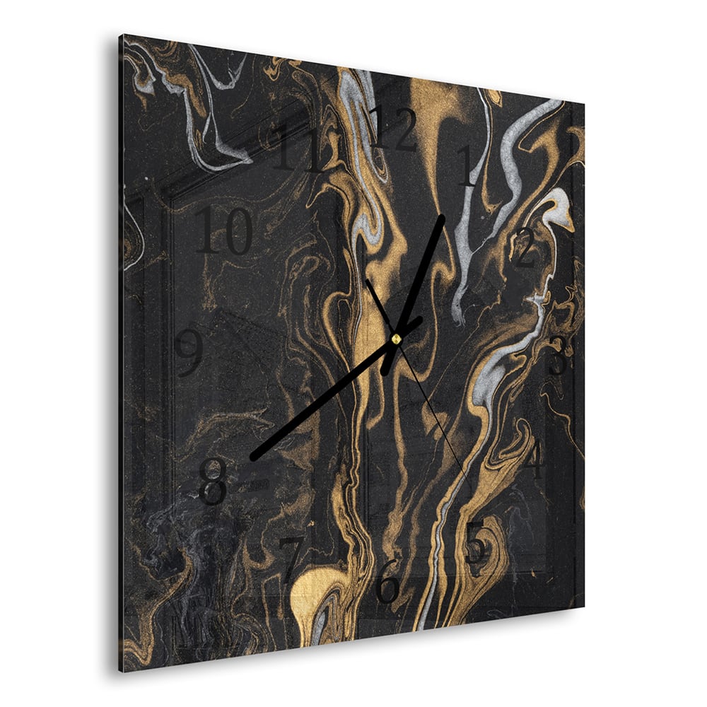 Wandklok 30x30 - Gehard Glas - Marmer Inkt Papier Textuur