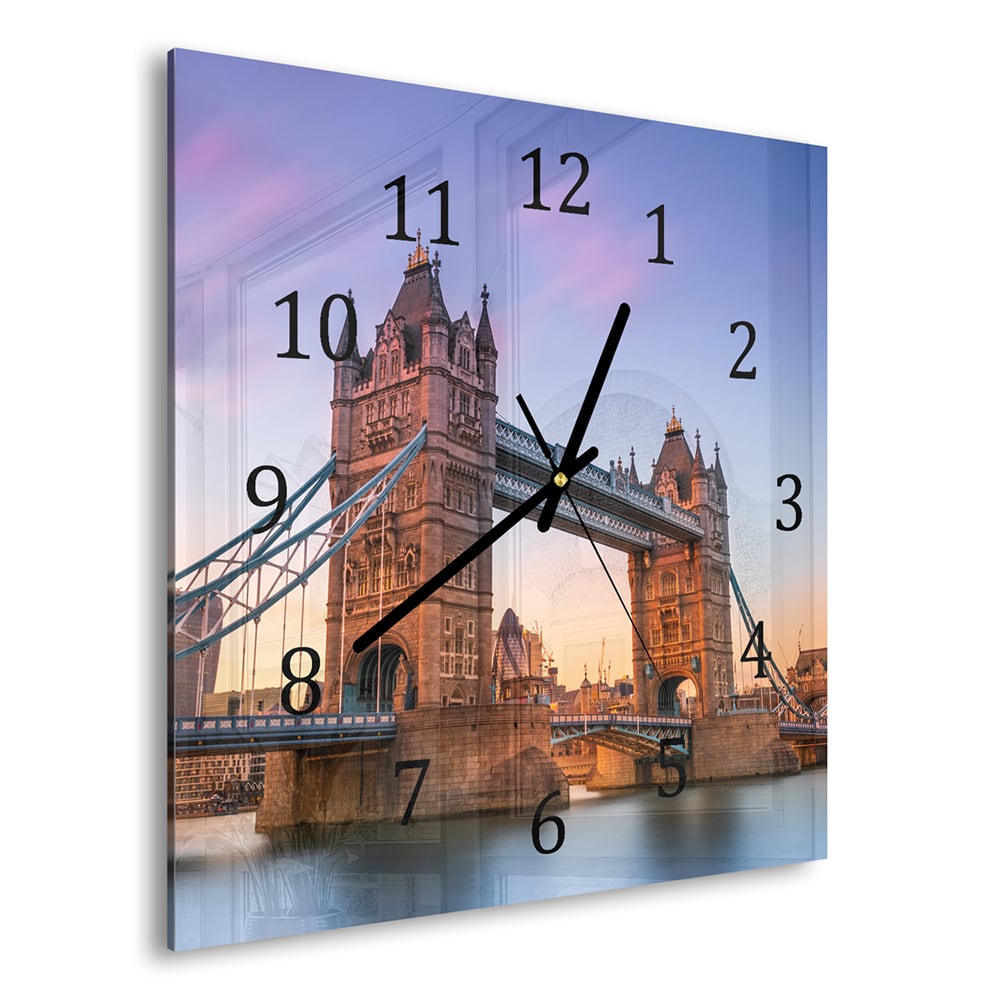 Wandklok 30x30 - Gehard Glas - Tower Bridge bij Zonsondergang