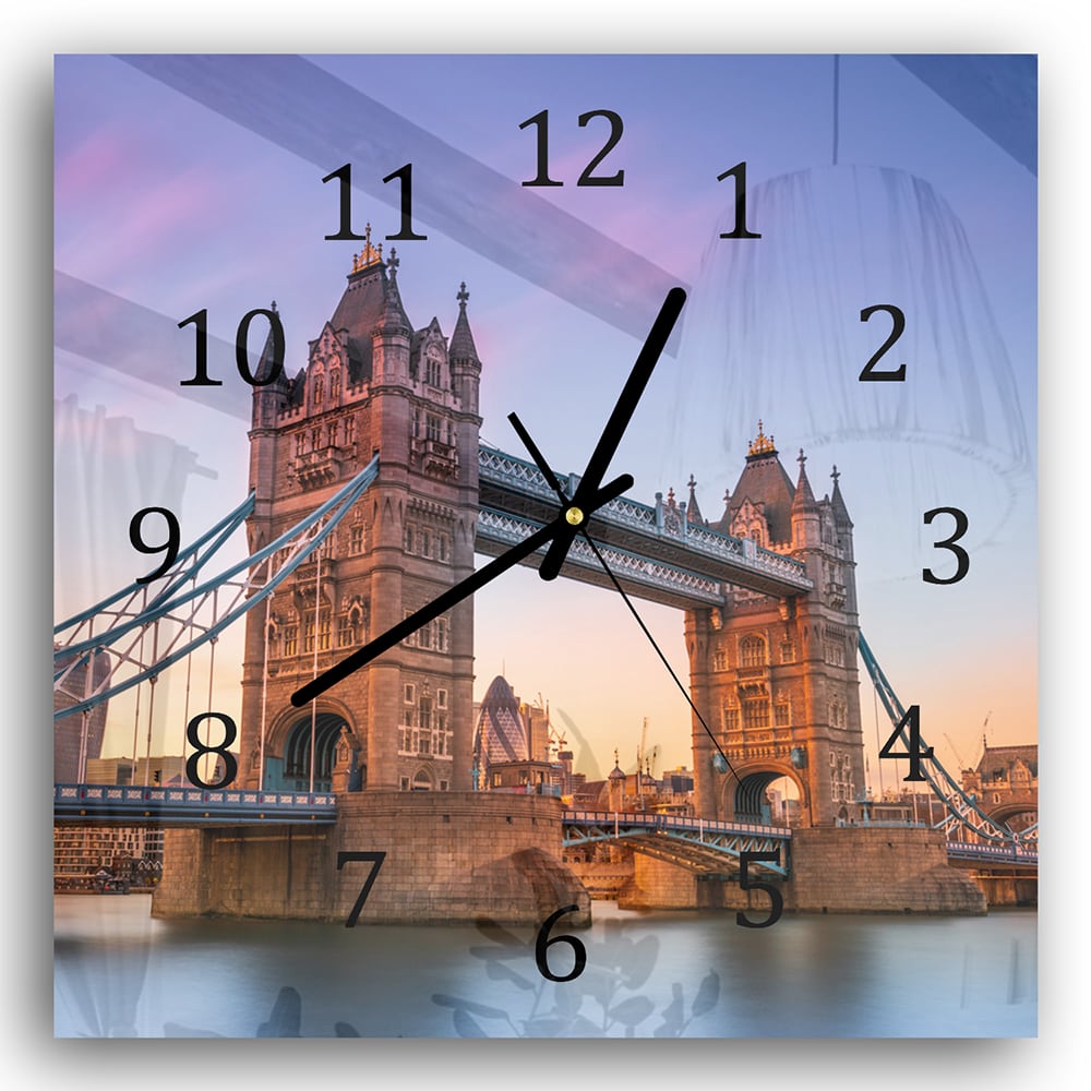 Wandklok 30x30 - Gehard Glas - Tower Bridge bij Zonsondergang