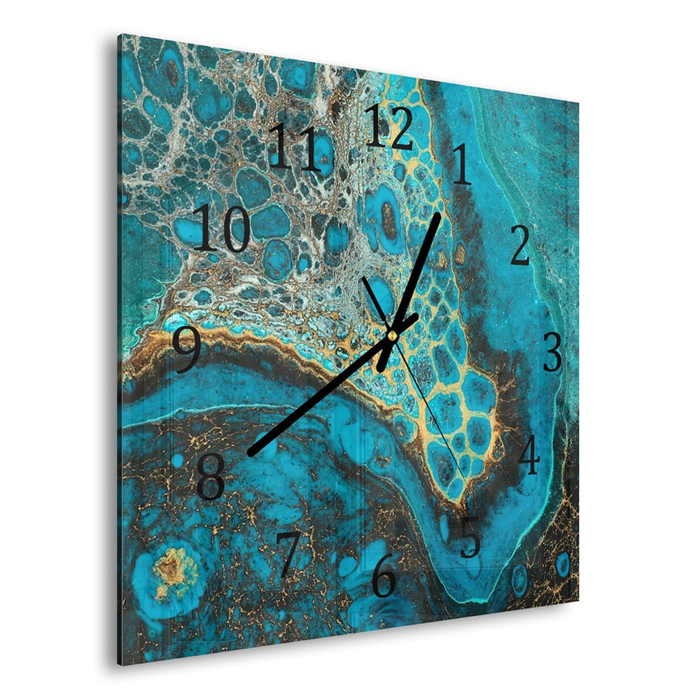 Wandklok 30x30 - Gehard Glas - Blauw Marmereffect