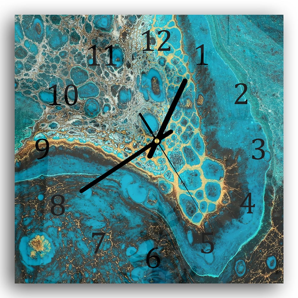 Wandklok 30x30 - Gehard Glas - Blauw Marmereffect