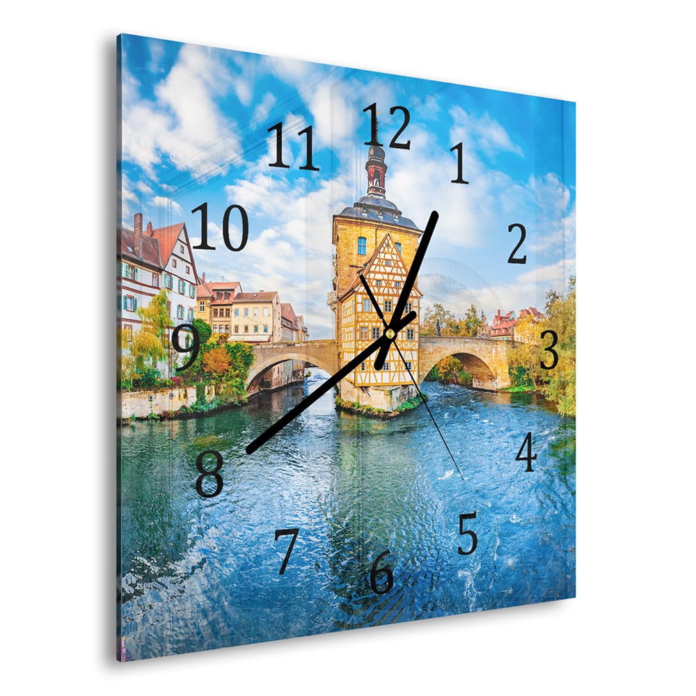 Wandklok 30x30 - Gehard Glas - Oude Stad van Bamberg