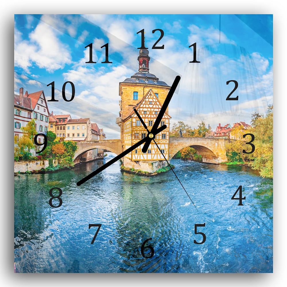 Wandklok 30x30 - Gehard Glas - Oude Stad van Bamberg