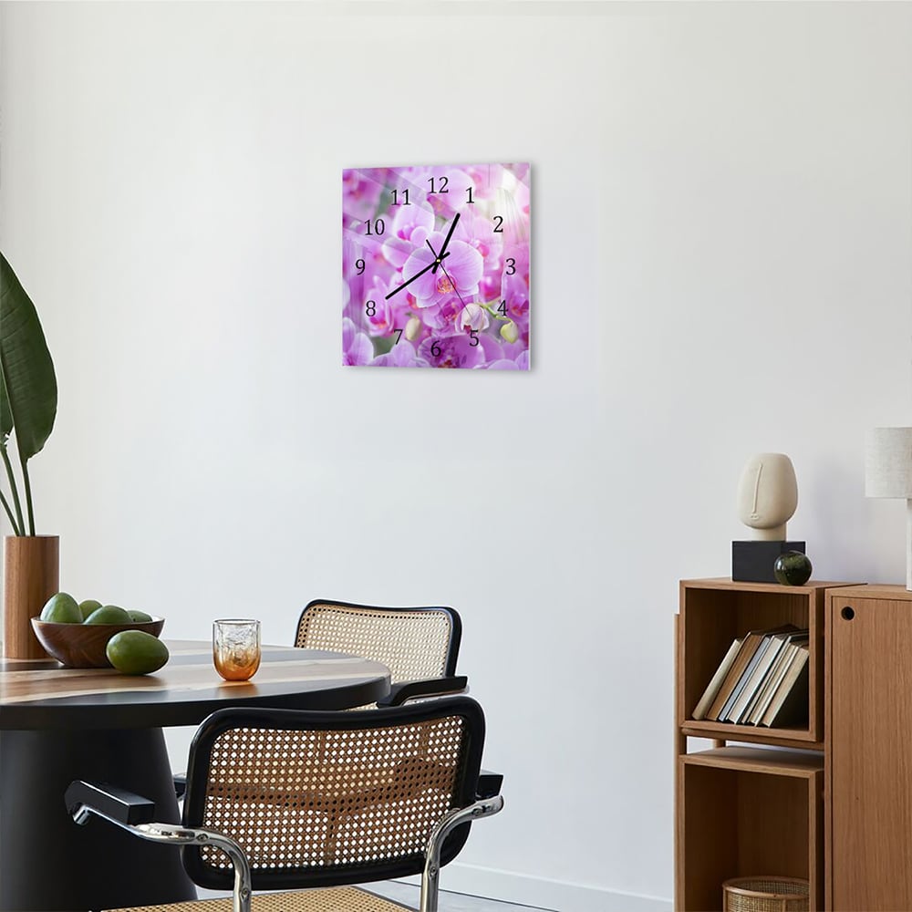 Wandklok 30x30 - Gehard Glas - Stralende Orchideeën