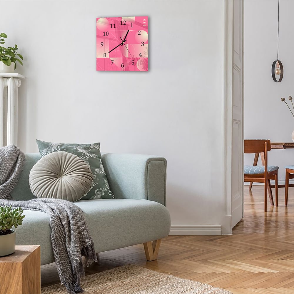 Wandklok 30x30 - Gehard Glas - Rood Abstract Kunstwerk