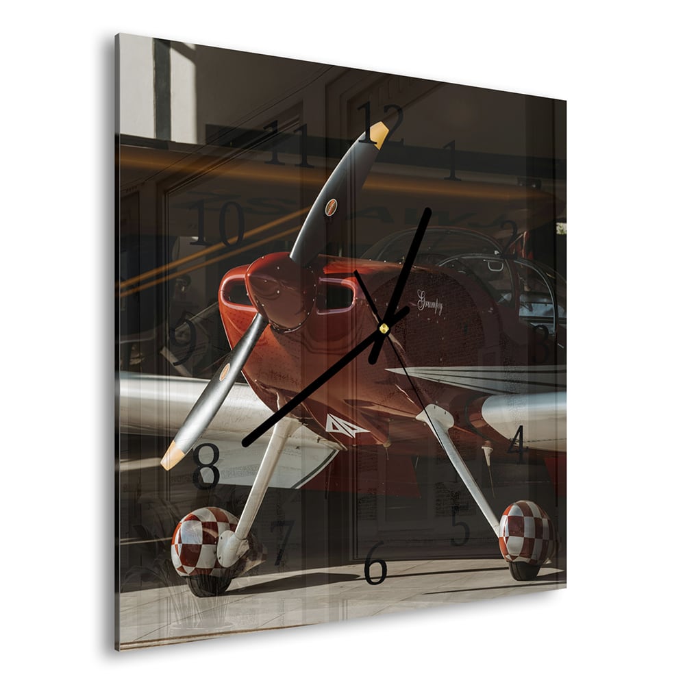Wandklok 30x30 - Gehard Glas - Sportvliegtuig