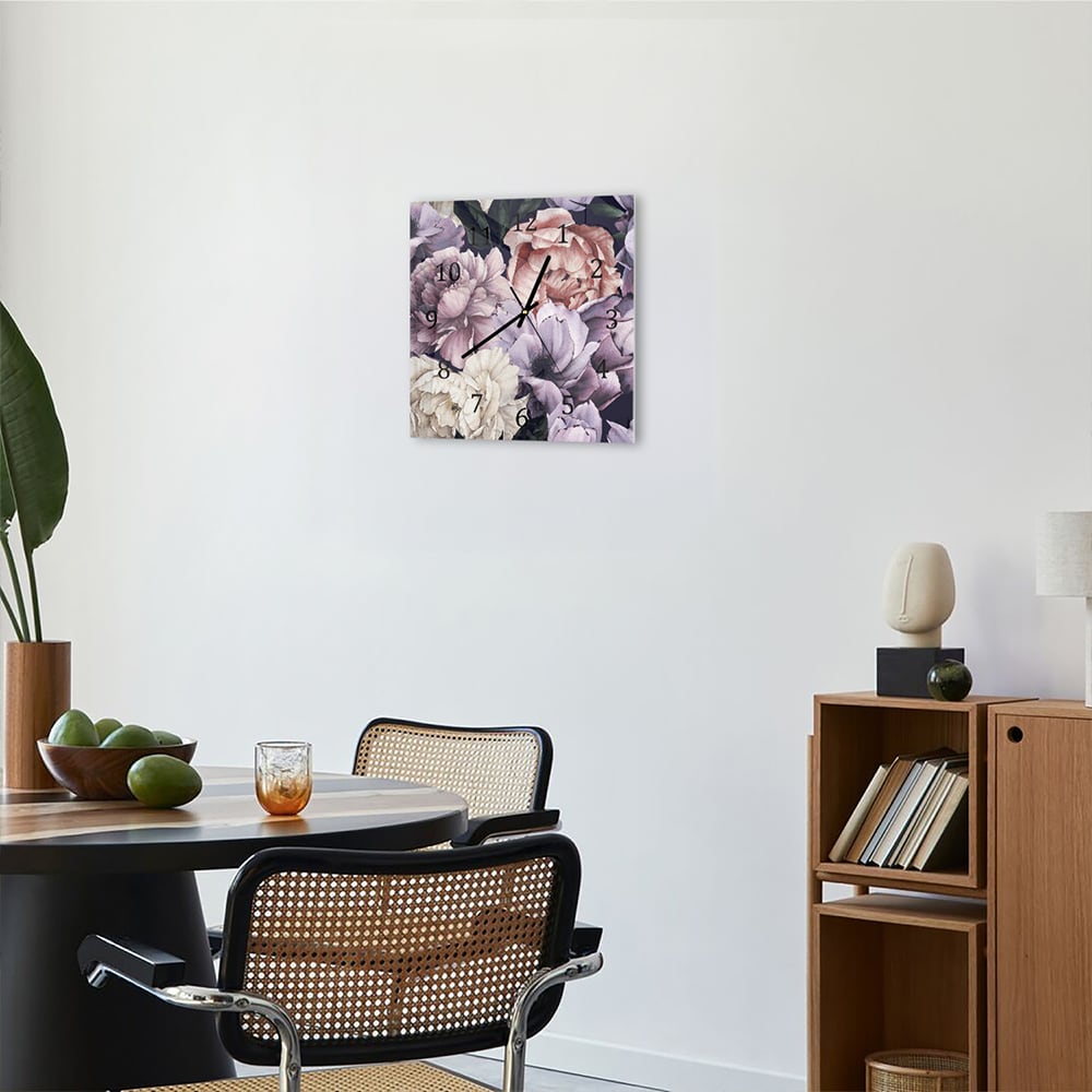 Wandklok 30x30 - Gehard Glas - Bloemen Patroon van Waterverf