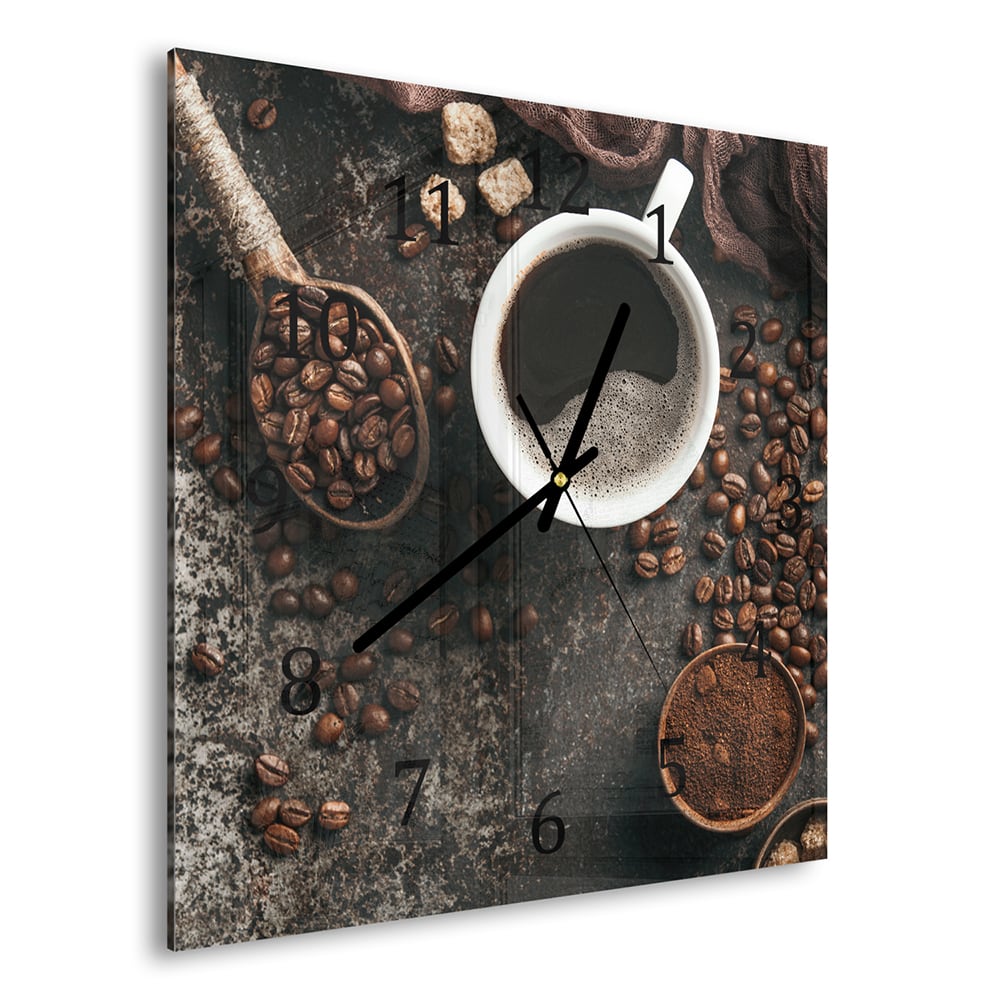 Wandklok 30x30 - Gehard Glas - Koffie en Bonen