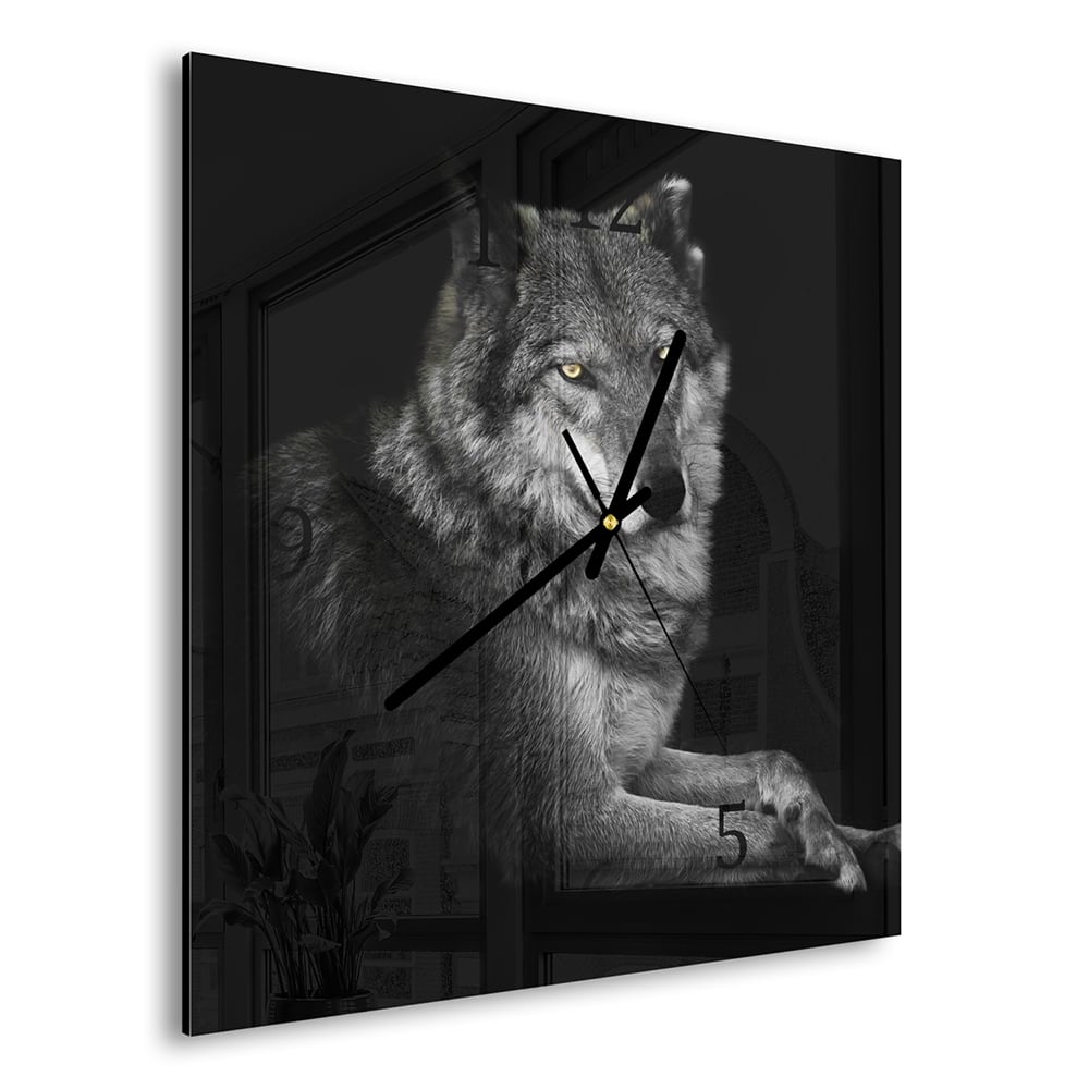 Wandklok 30x30 - Gehard Glas - Vrouwelijke Wolf