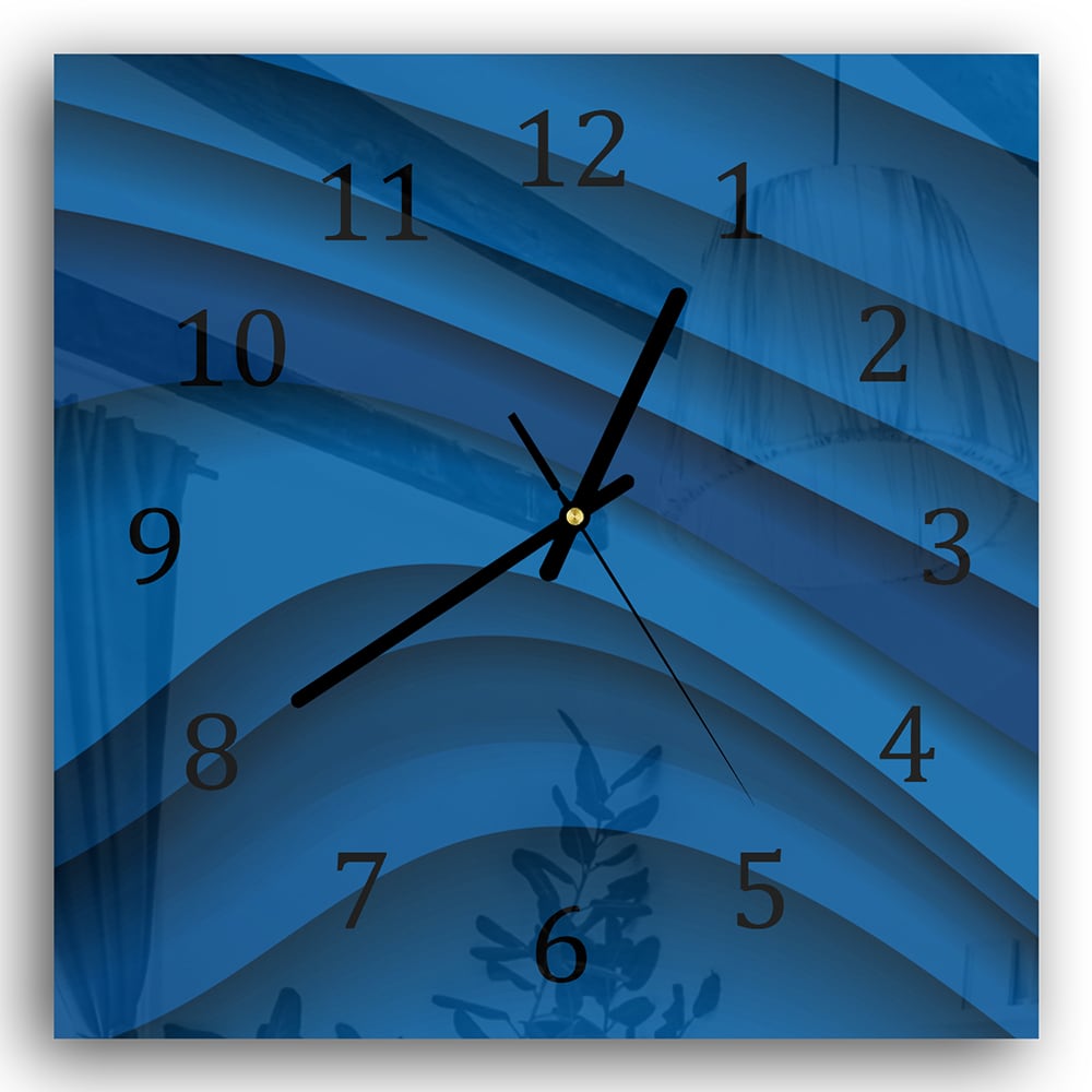Wandklok 30x30 - Gehard Glas - Donkerblauwe Papier Golven