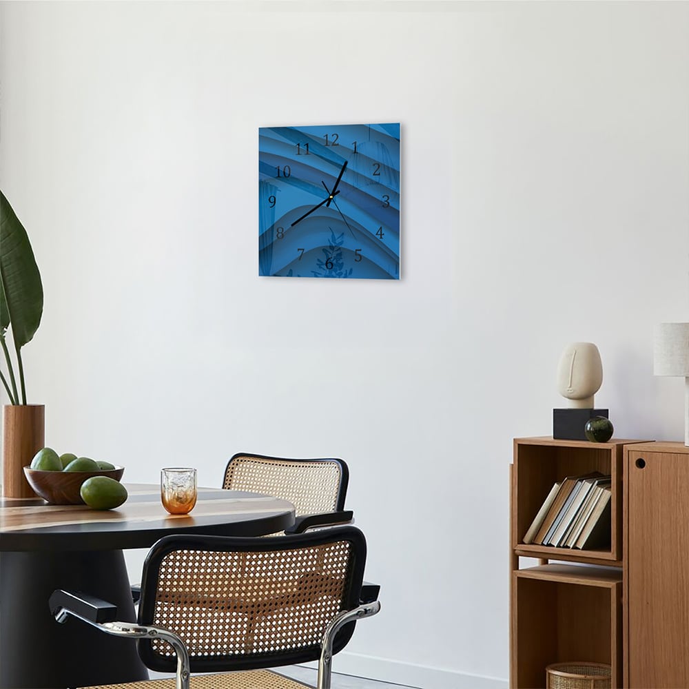 Wandklok 30x30 - Gehard Glas - Donkerblauwe Papier Golven