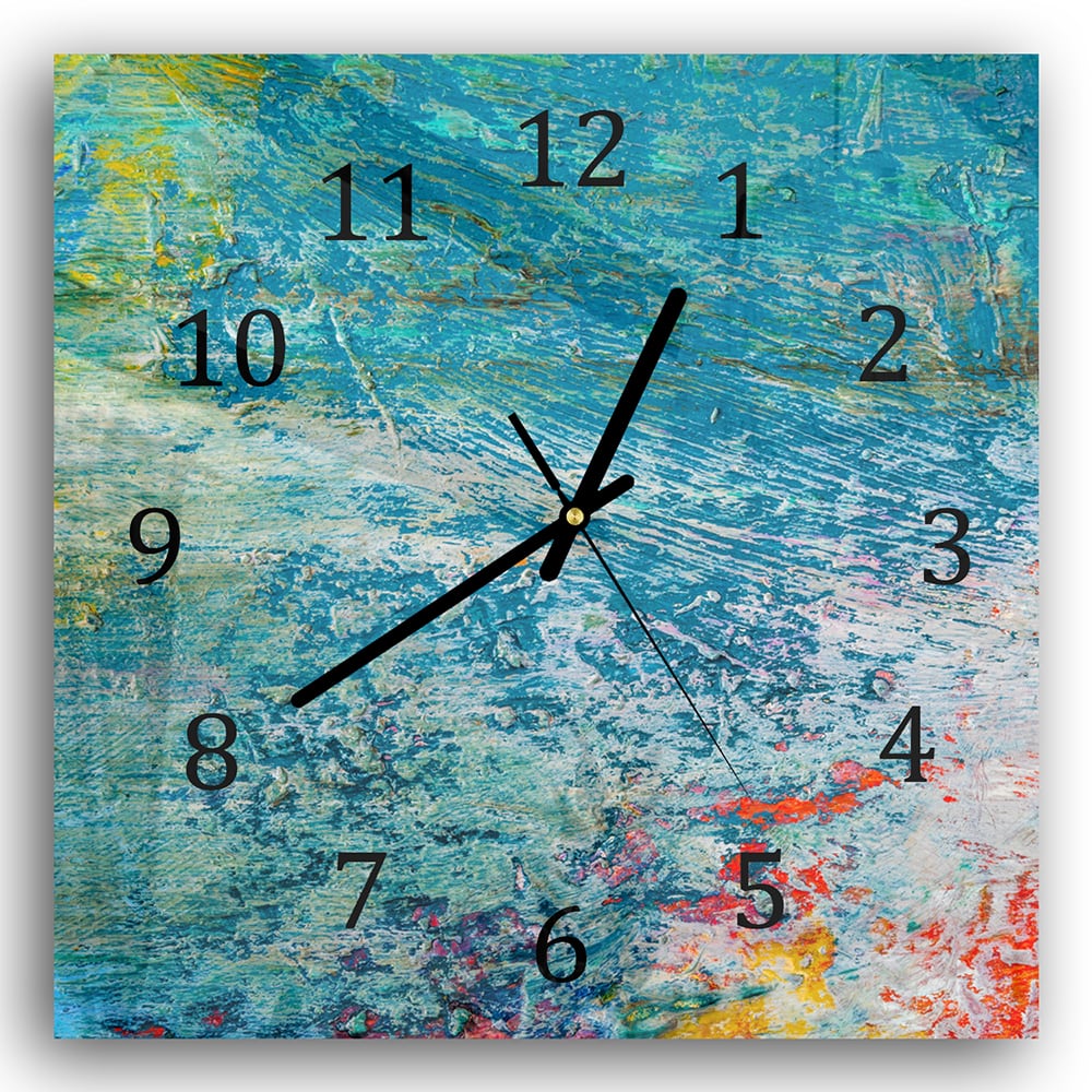 Wandklok 30x30 - Gehard Glas - Helder Olieverfpalet