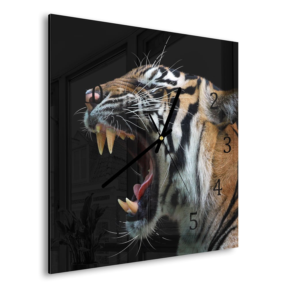 Wandklok 30x30 - Gehard Glas - Kop van Sumateraanse Tijger