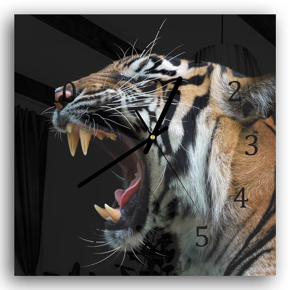 Wandklok 30x30 - Gehard Glas - Kop van Sumateraanse Tijger