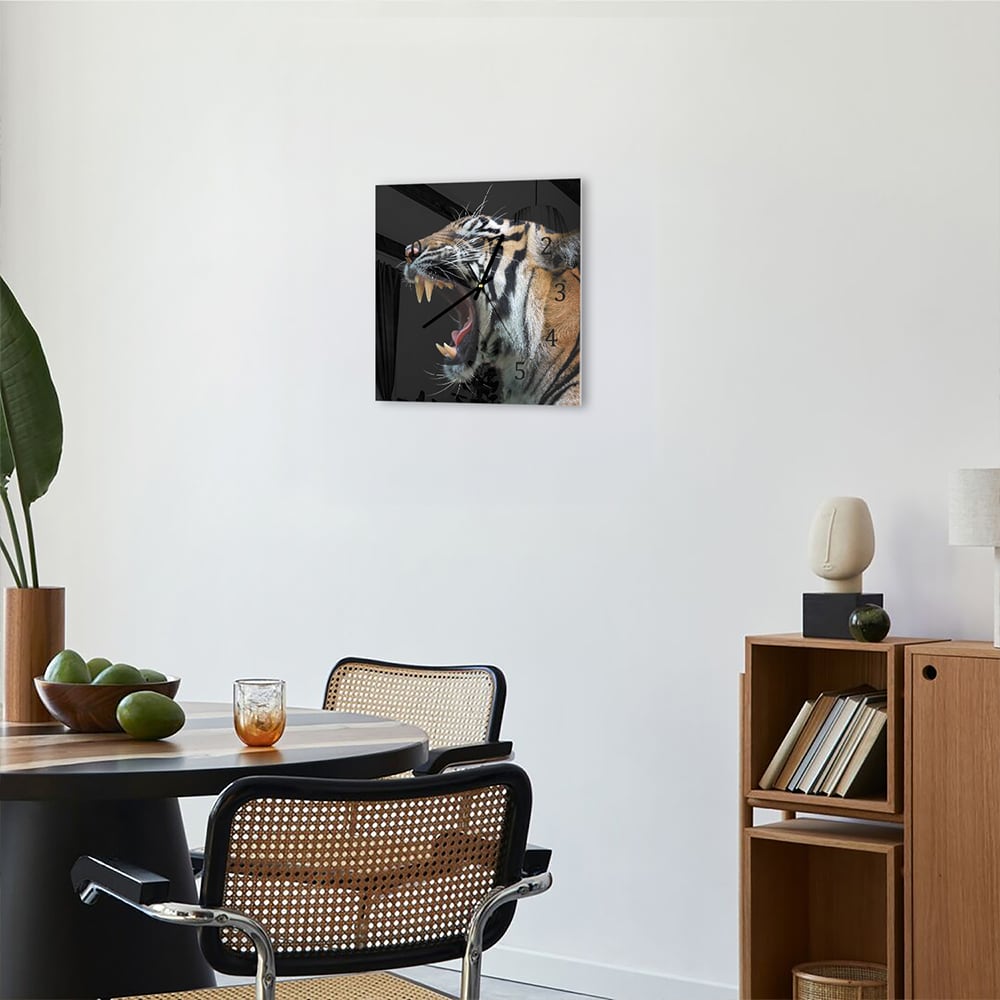 Wandklok 30x30 - Gehard Glas - Kop van Sumateraanse Tijger