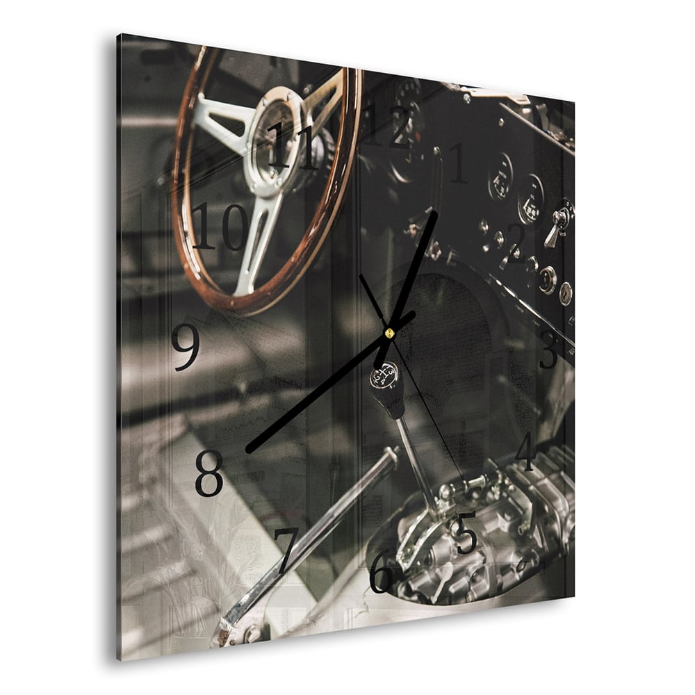 Wandklok 30x30 - Gehard Glas - Auto Interieur Kaal