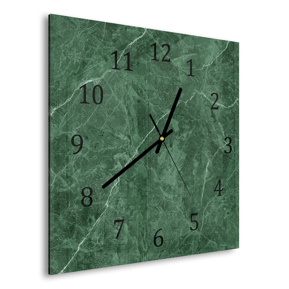 Wandklok 30x30 - Gehard Glas - Groen Marmer