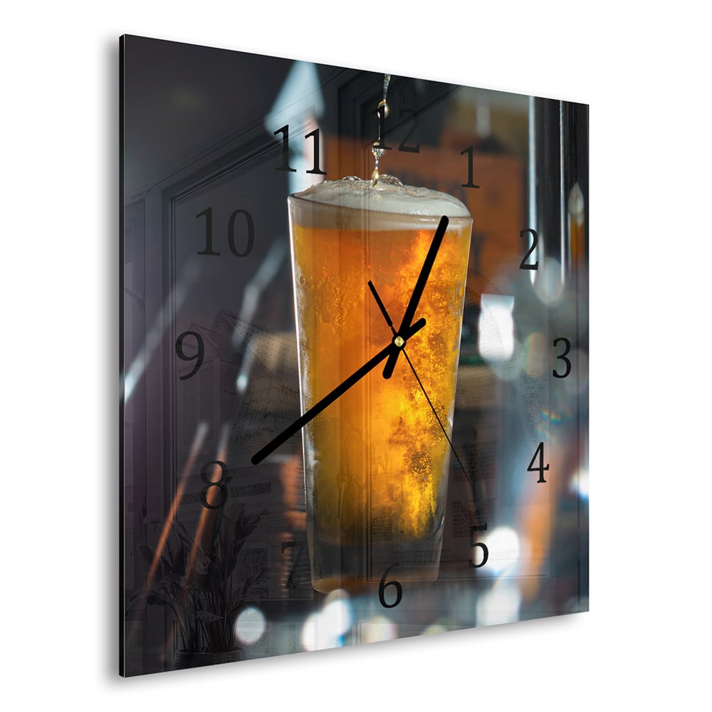 Wandklok 30x30 - Gehard Glas - Vers Getapt Bier