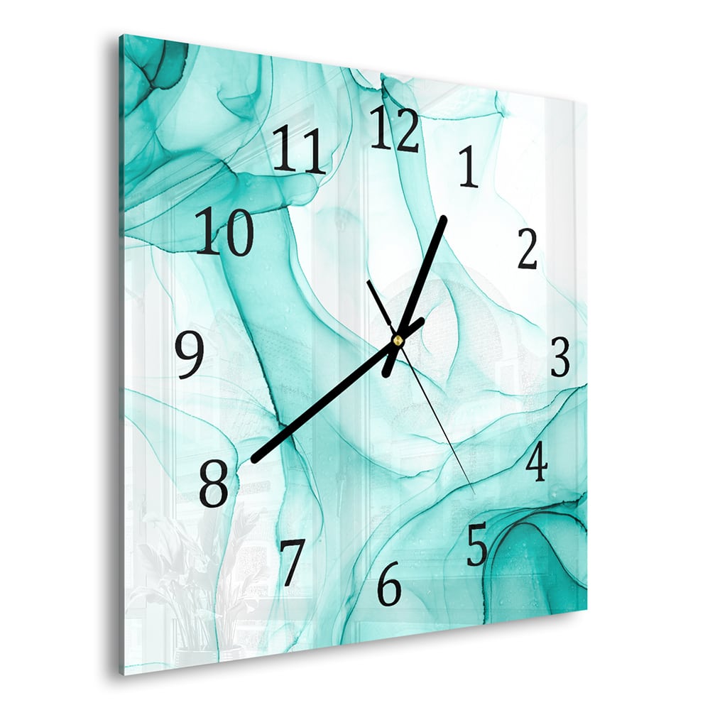 Wandklok 30x30 - Gehard Glas - Aqua Marmer