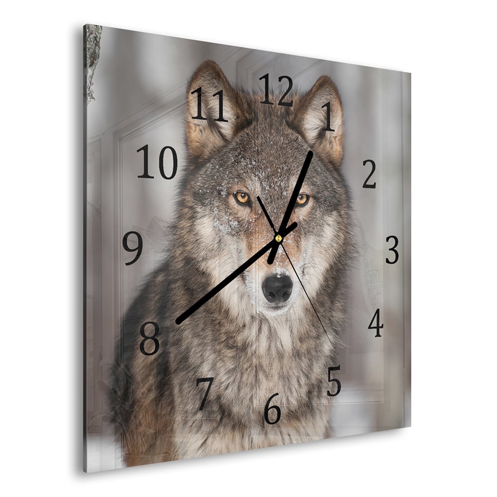 Wandklok 30x30 - Gehard Glas - Grijze Wolf