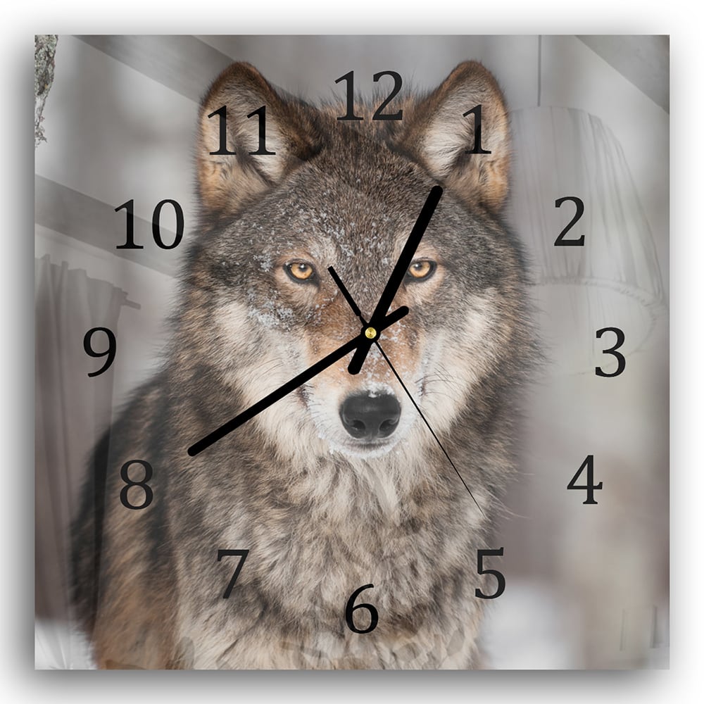 Wandklok 30x30 - Gehard Glas - Grijze Wolf