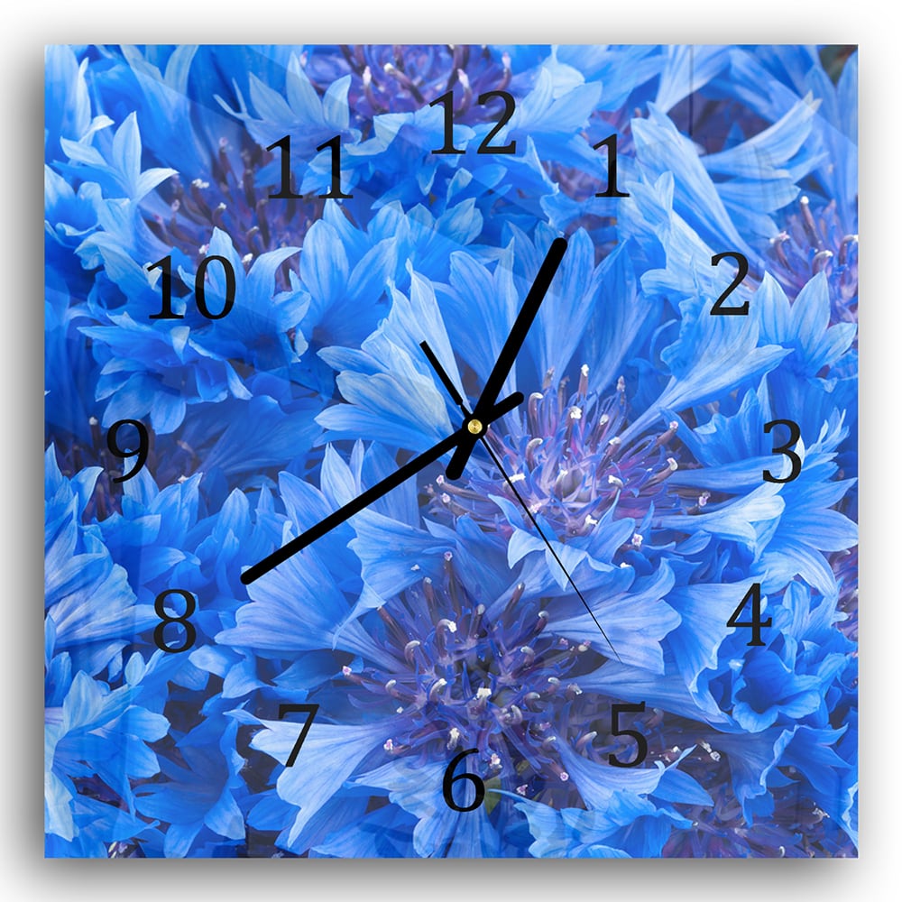 Wandklok 30x30 - Gehard Glas - Blauwe Korenbloem