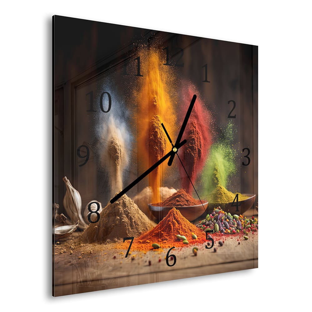 Wandklok 30x30 - Gehard Glas - Specerijenregen op Hout