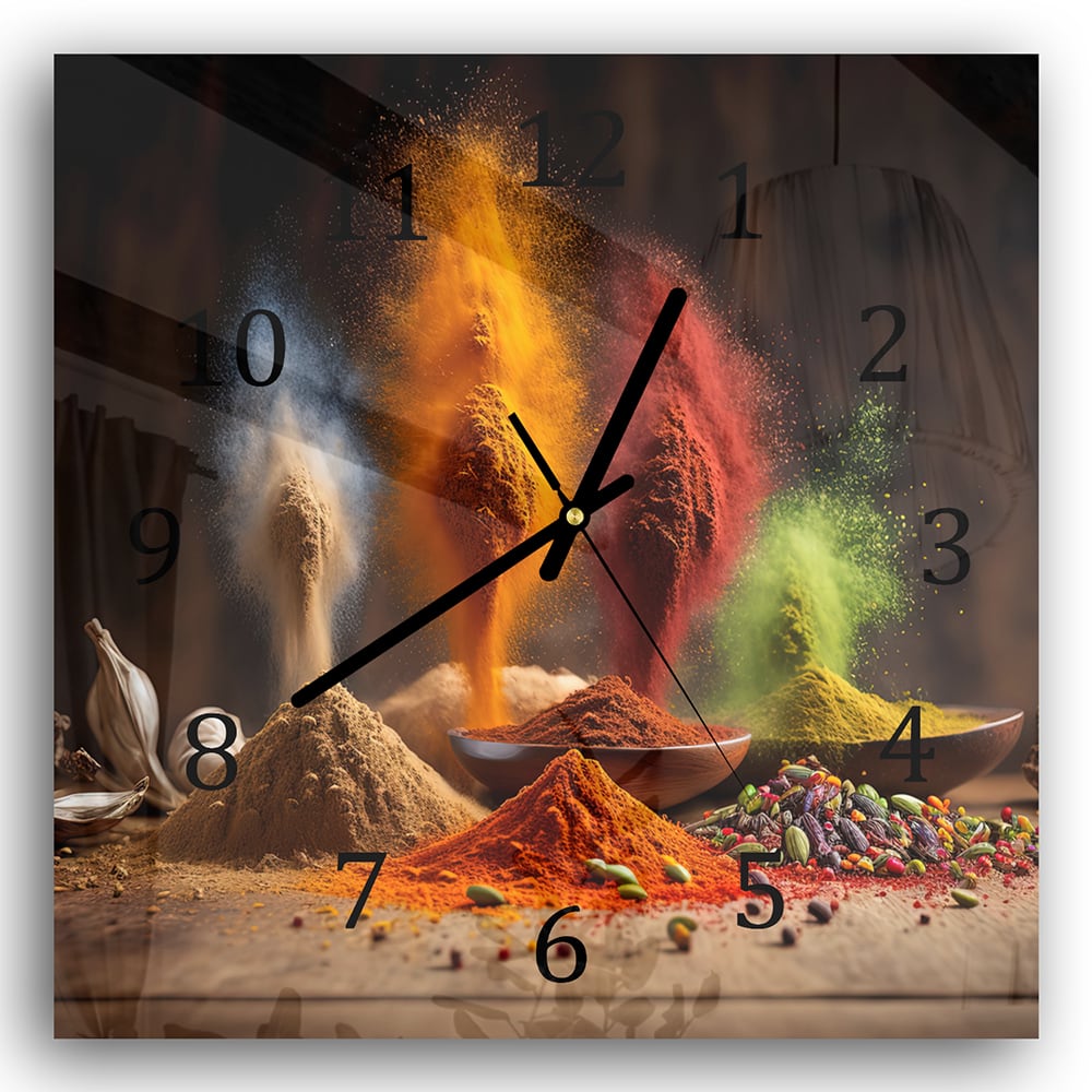 Wandklok 30x30 - Gehard Glas - Specerijenregen op Hout