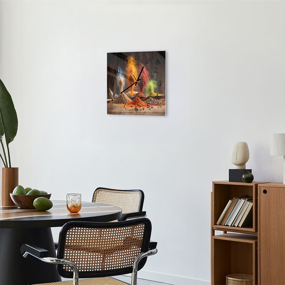 Wandklok 30x30 - Gehard Glas - Specerijenregen op Hout