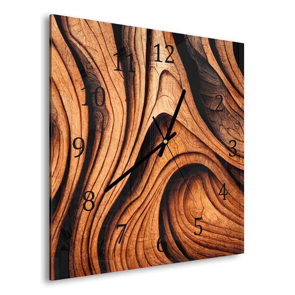 Wandklok 30x30 - Gehard Glas - Abstracte Hout Textuur