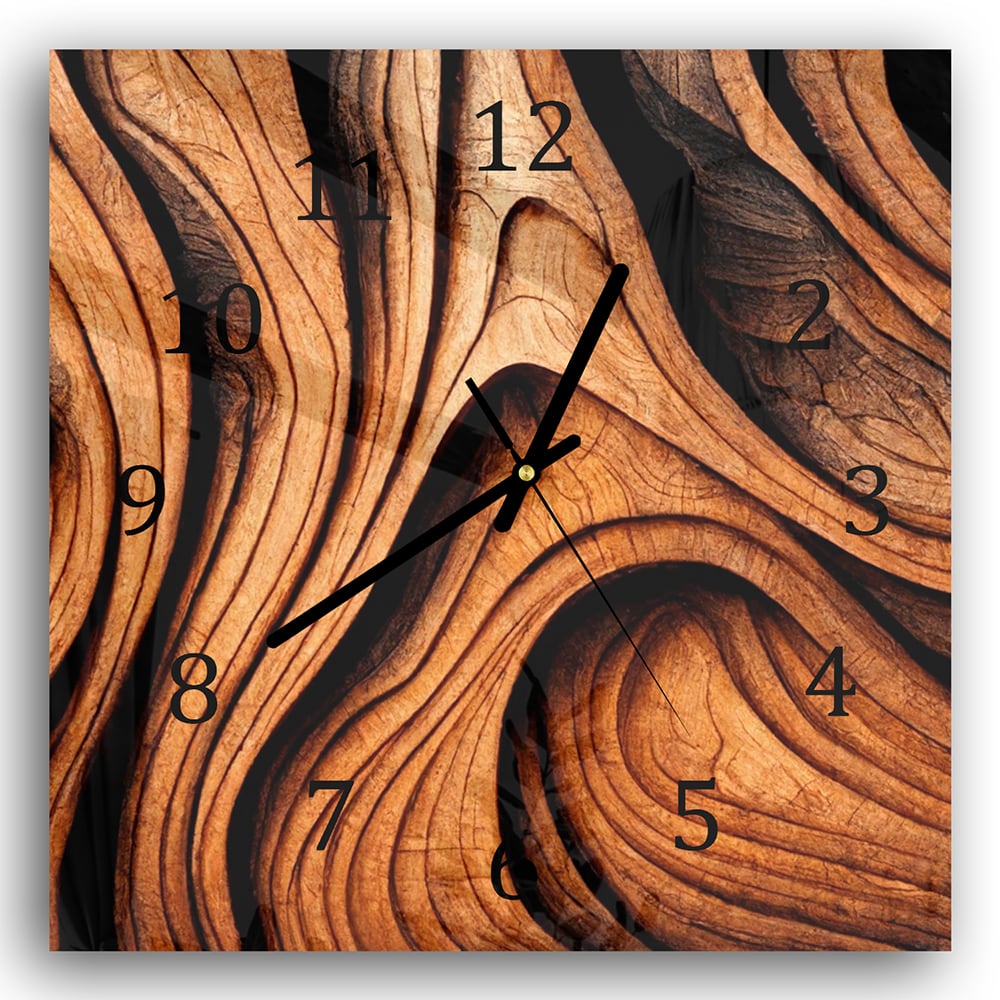 Wandklok 30x30 - Gehard Glas - Abstracte Hout Textuur