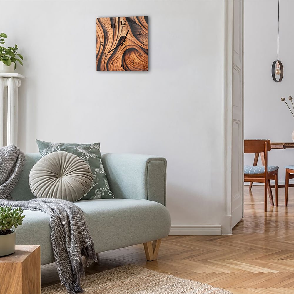 Wandklok 30x30 - Gehard Glas - Abstracte Hout Textuur