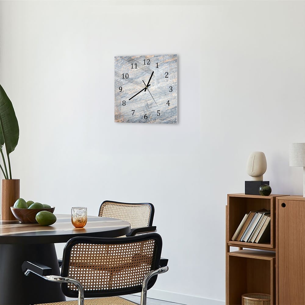 Wandklok 30x30 - Gehard Glas - Gekleurd Leisteen