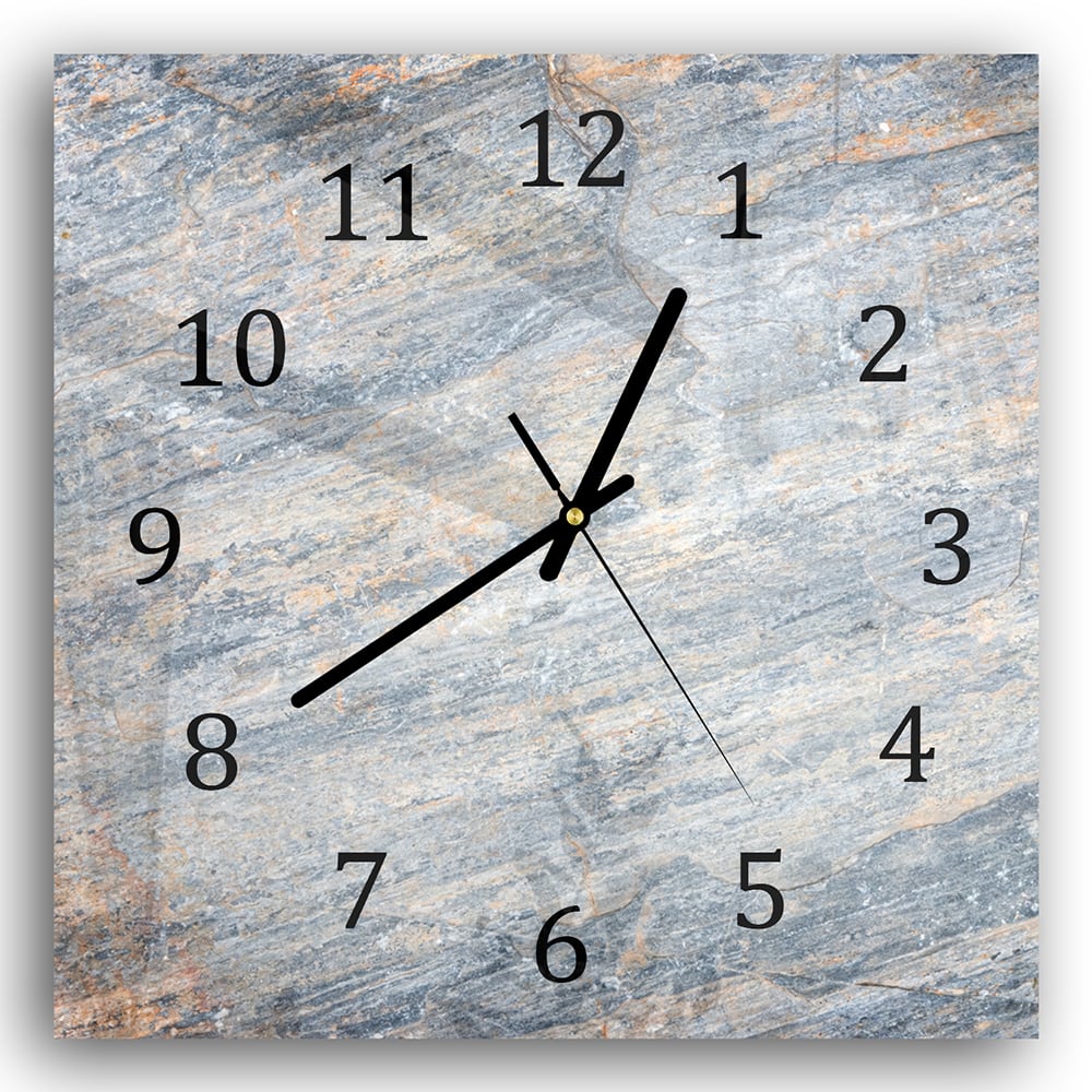 Wandklok 30x30 - Gehard Glas - Gekleurd Leisteen