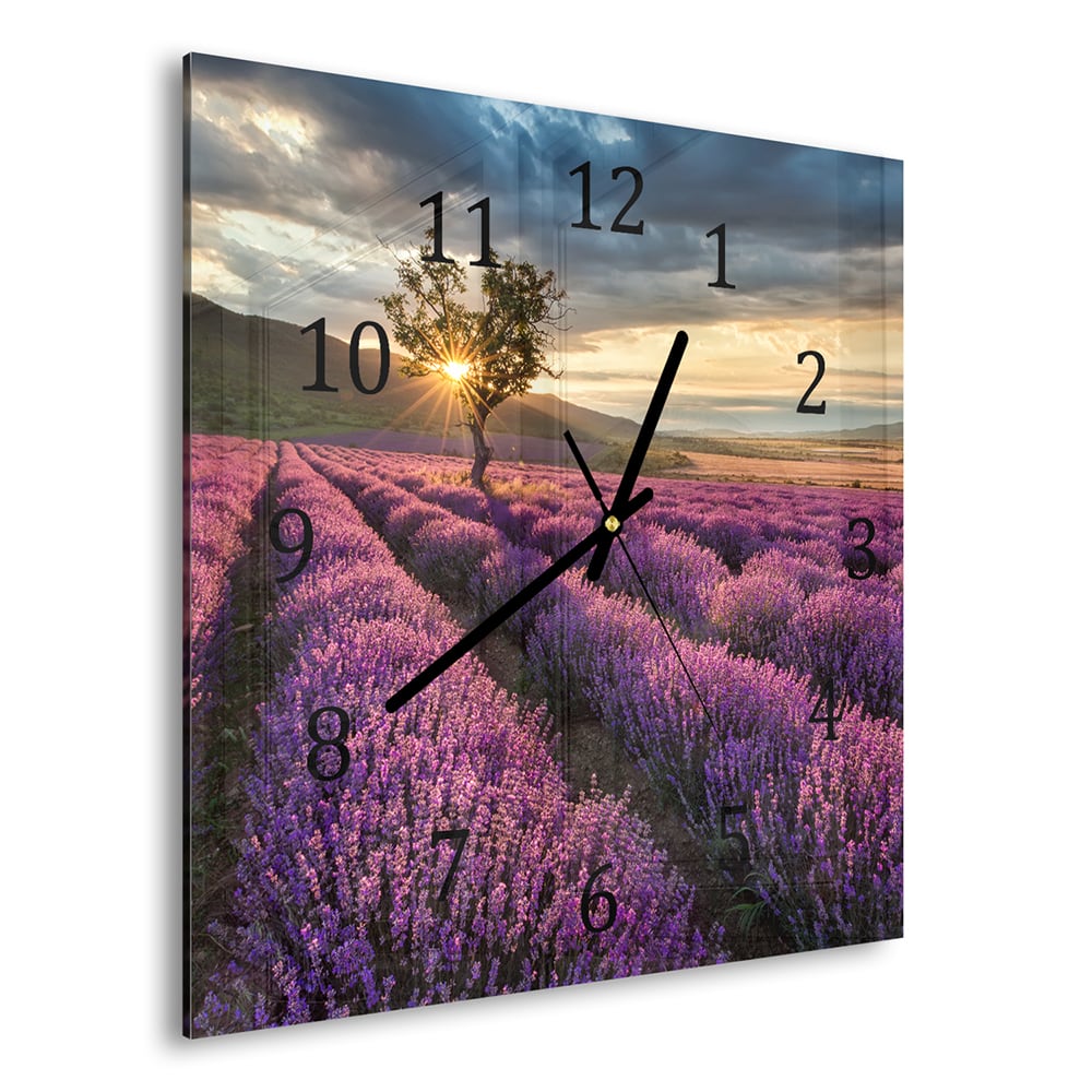 Wandklok 30x30 - Gehard Glas - Lavendel Veld