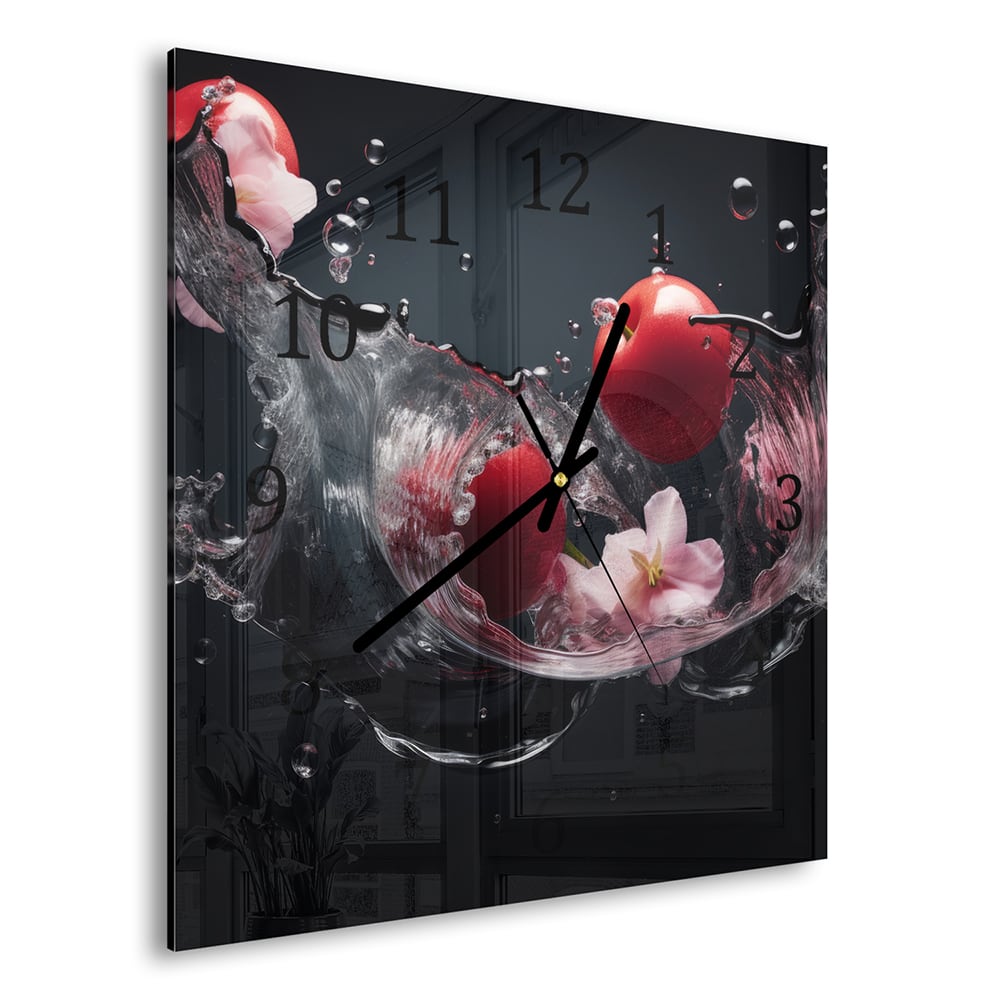 Wandklok 30x30 - Gehard Glas - Tomaten Splash