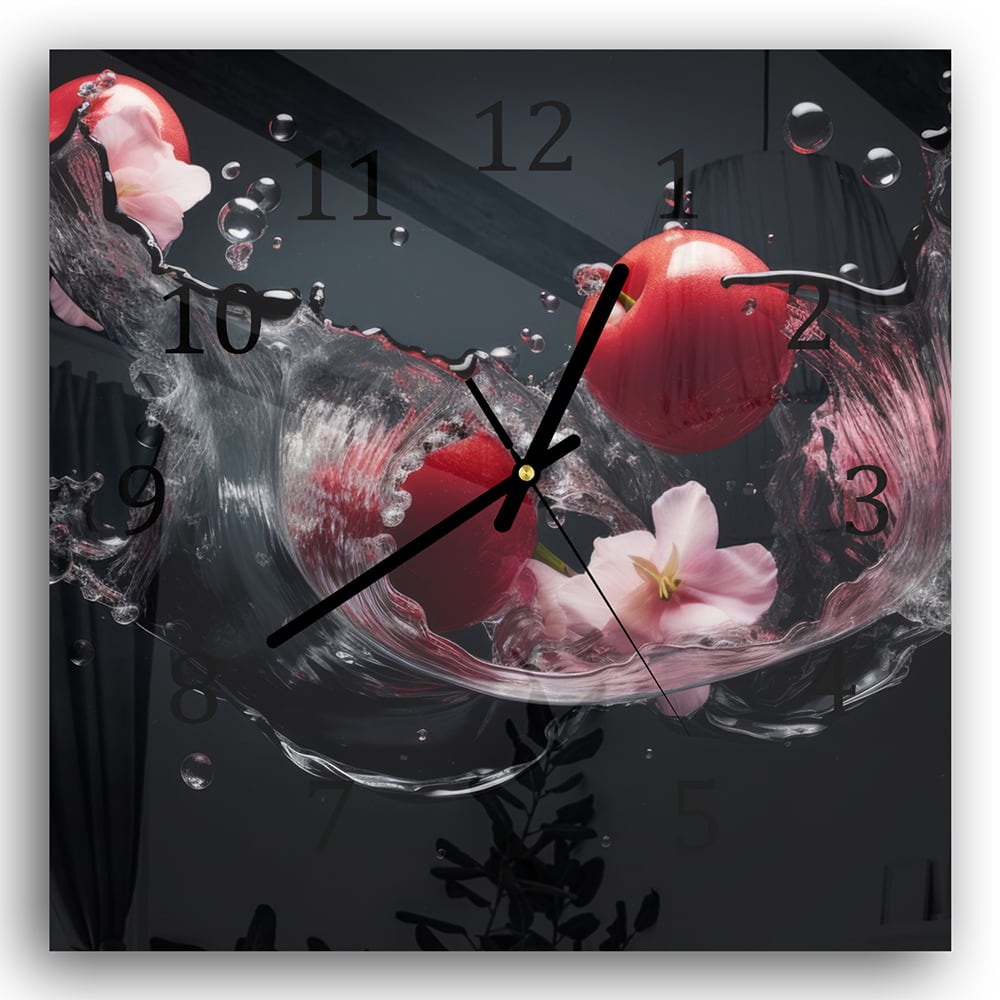 Wandklok 30x30 - Gehard Glas - Tomaten Splash