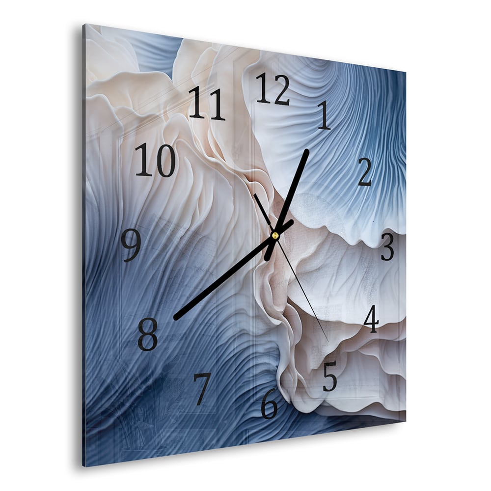 Wandklok 30x30 - Gehard Glas - Blauwe Paddenstoelen Textuur