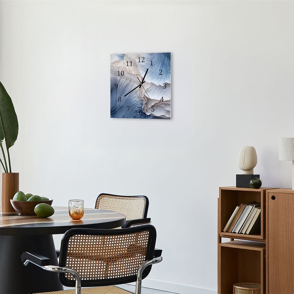 Wandklok 30x30 - Gehard Glas - Blauwe Paddenstoelen Textuur
