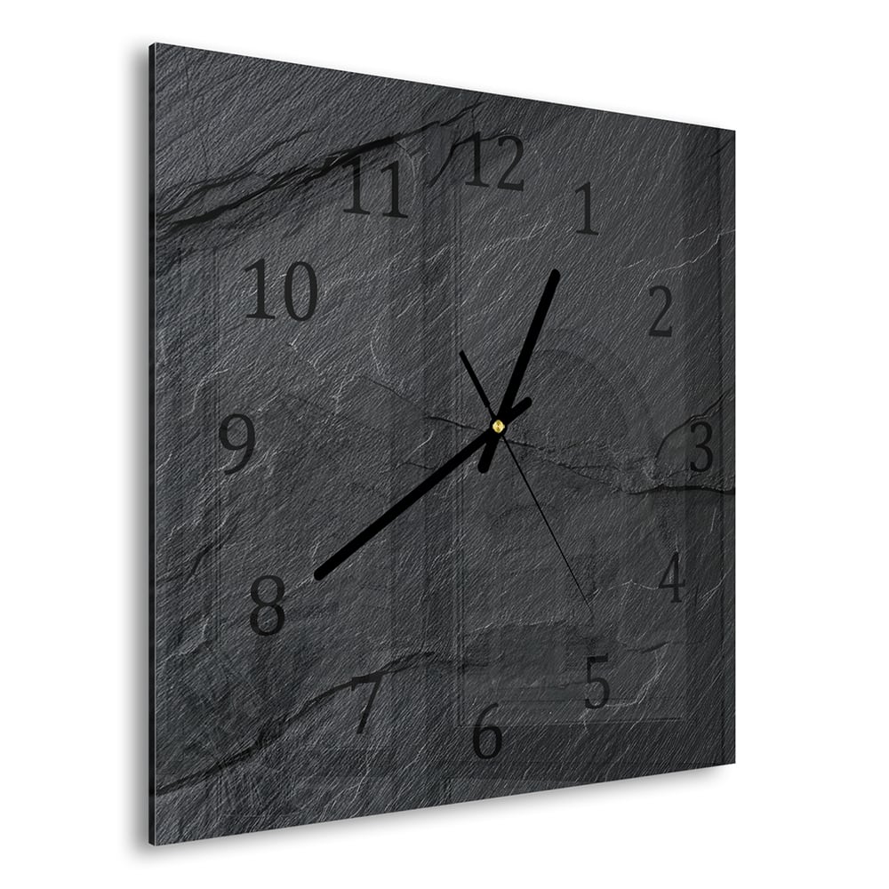 Wandklok 30x30 - Gehard Glas - Leisteen Textuur