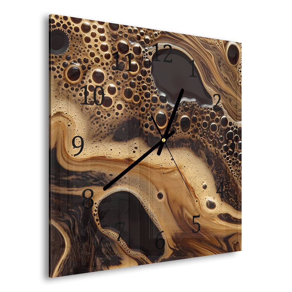 Wandklok 30x30 - Gehard Glas - Vloeibare Koffie Textuur